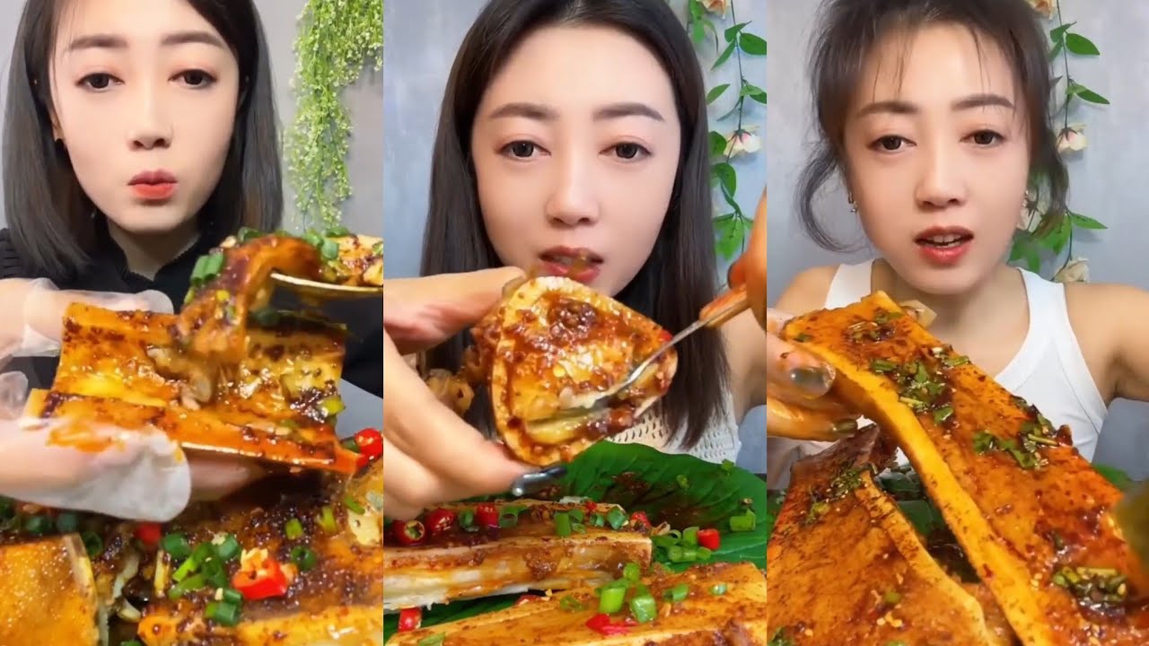 [ASMR Mukbang] Chinese People Eating Spicy Beef Bone Marrow Eating Show | Satisfying ASMR sounds