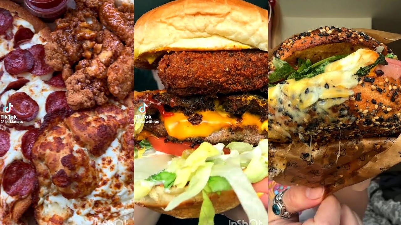 TIKTOK MUKBANG COMPILATION BURRITO BIRRIA TACOS KOREAN FRIED CHICKEN PIZZA BAGELS BURGERS