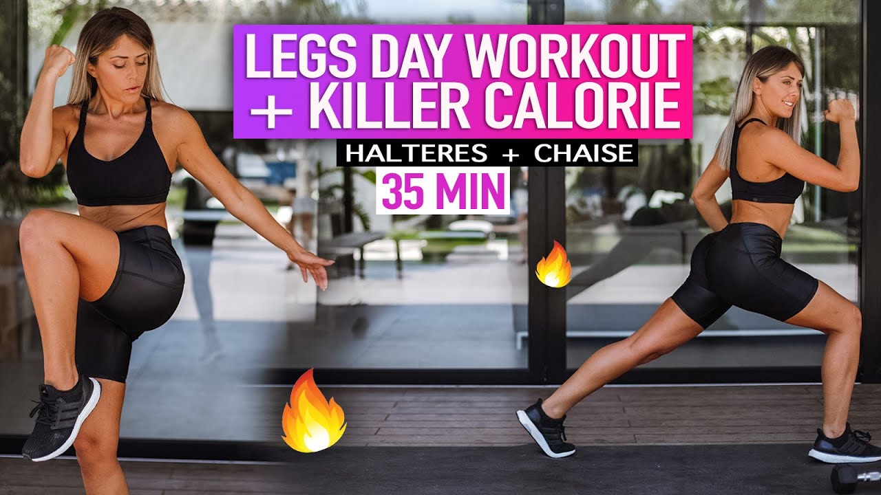 35 MIN LEGS DAY WORKOUT + KILLER CALORIE - Justine GALLICE #BOOTYPOWER