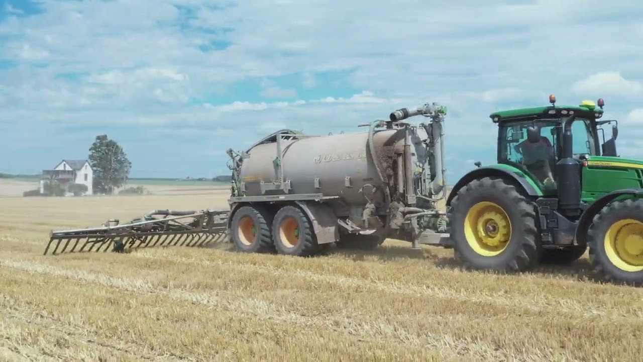 Epandage de lisier avec un John Deere 7310R & un tonneau Joskin Volumetra 18000. Ep1