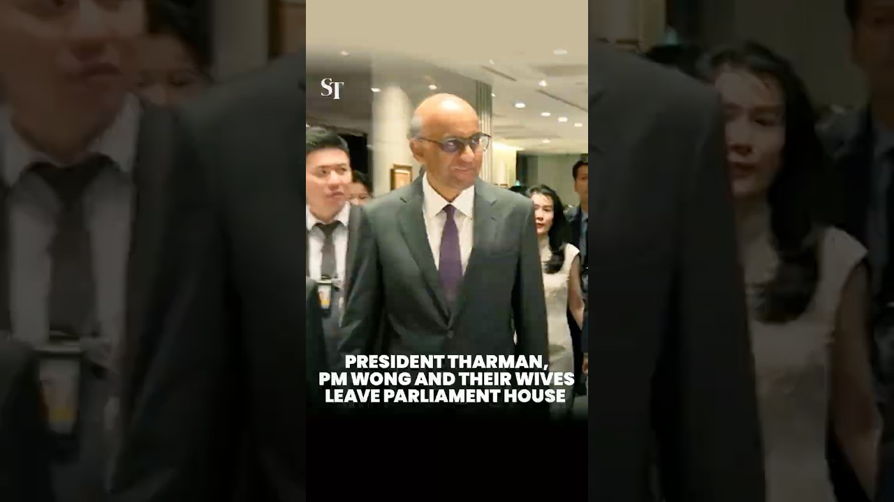 President Tharman, PM Wong and their wives leave Parliament House