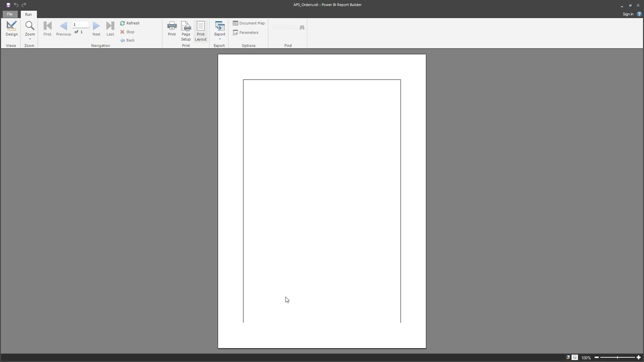 Power BI Report Builder Page Setup