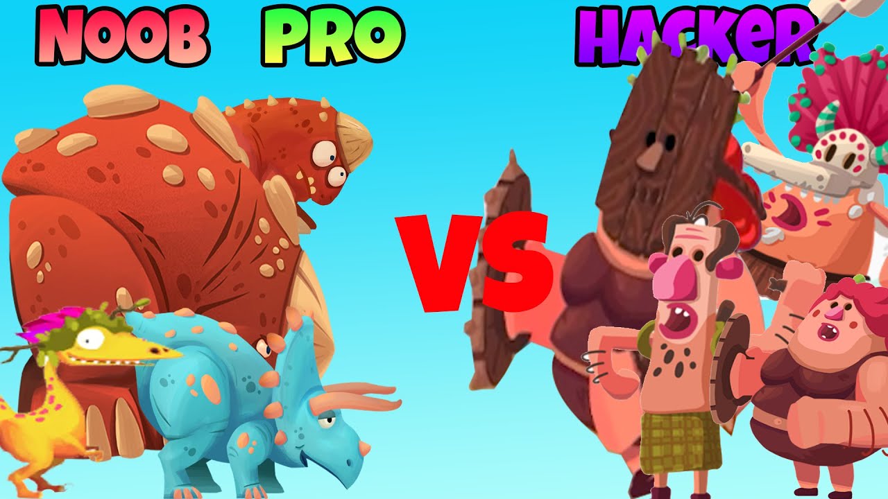 Dino bash - NOOB vs PRO vs HACKER - mode survival