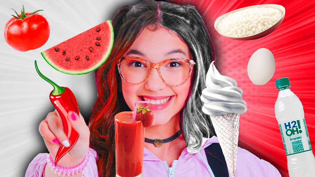 COMENDO TUDO VERMELHO E BRANCO POR UM DIA INTEIRO | Luluca