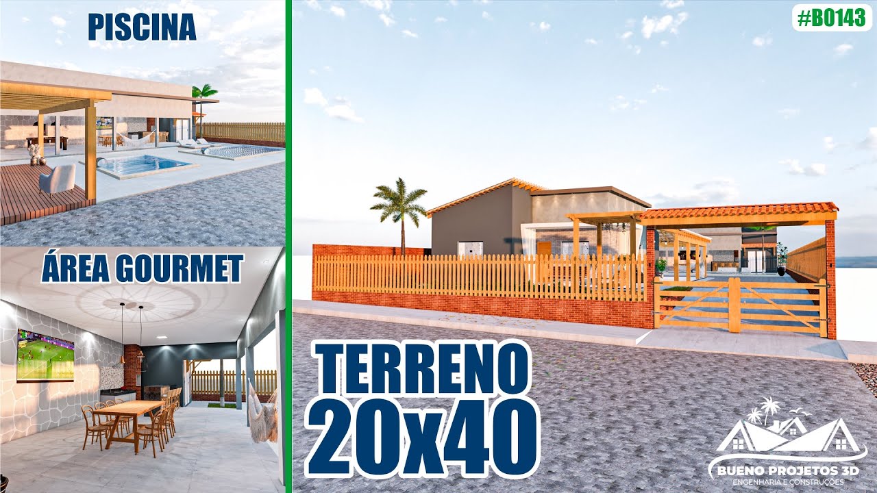 PROJETO CHÁCARA MODERNA - TERRENO 20X40 - #B0143