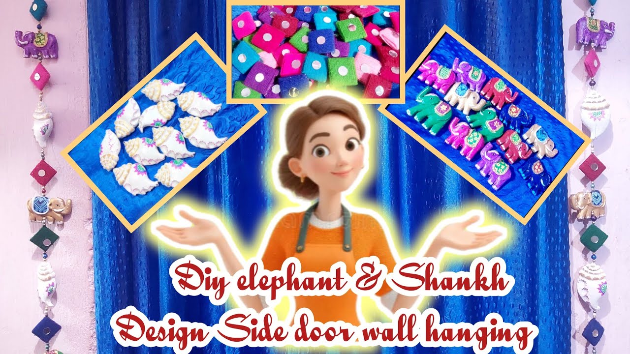 Side door hanging | Wall Hanging craft ideas | Elephant & sankh design wallhanging | Wallputty Craft