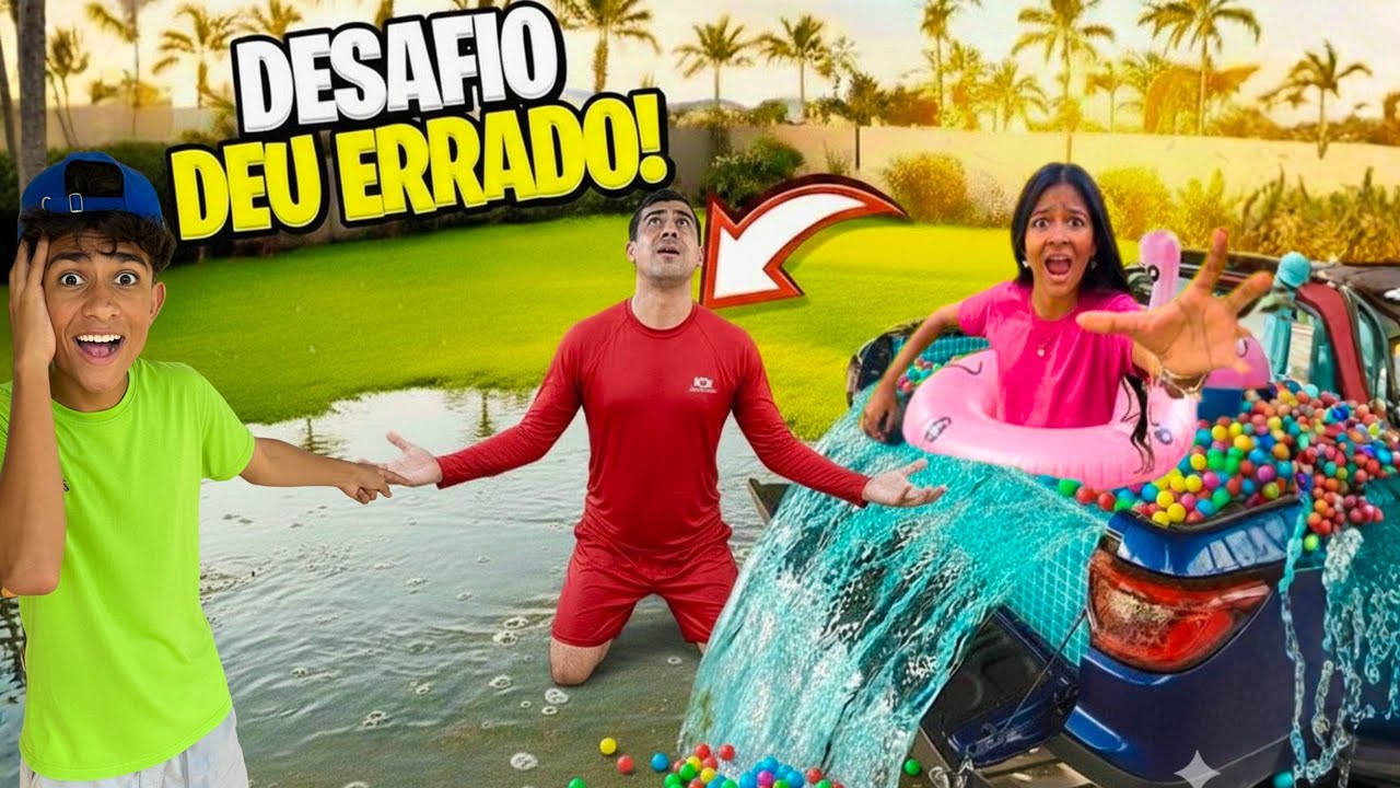 MEU PAI FICOU MUITO BRAVO COM O DESAFIO DE TRANSFORMA O CARRO EM PISCINA!