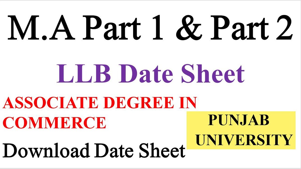 M.A/MSC | LLB | ADC | Punjab University Date Sheet 2021 Exams Annual | Supply