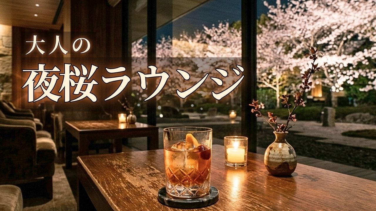 夜桜が見えるホテルラウンジジャズ｜和の落ち着きで過ごす静かなひとり時間BGM【リラックス・ひとり時間】