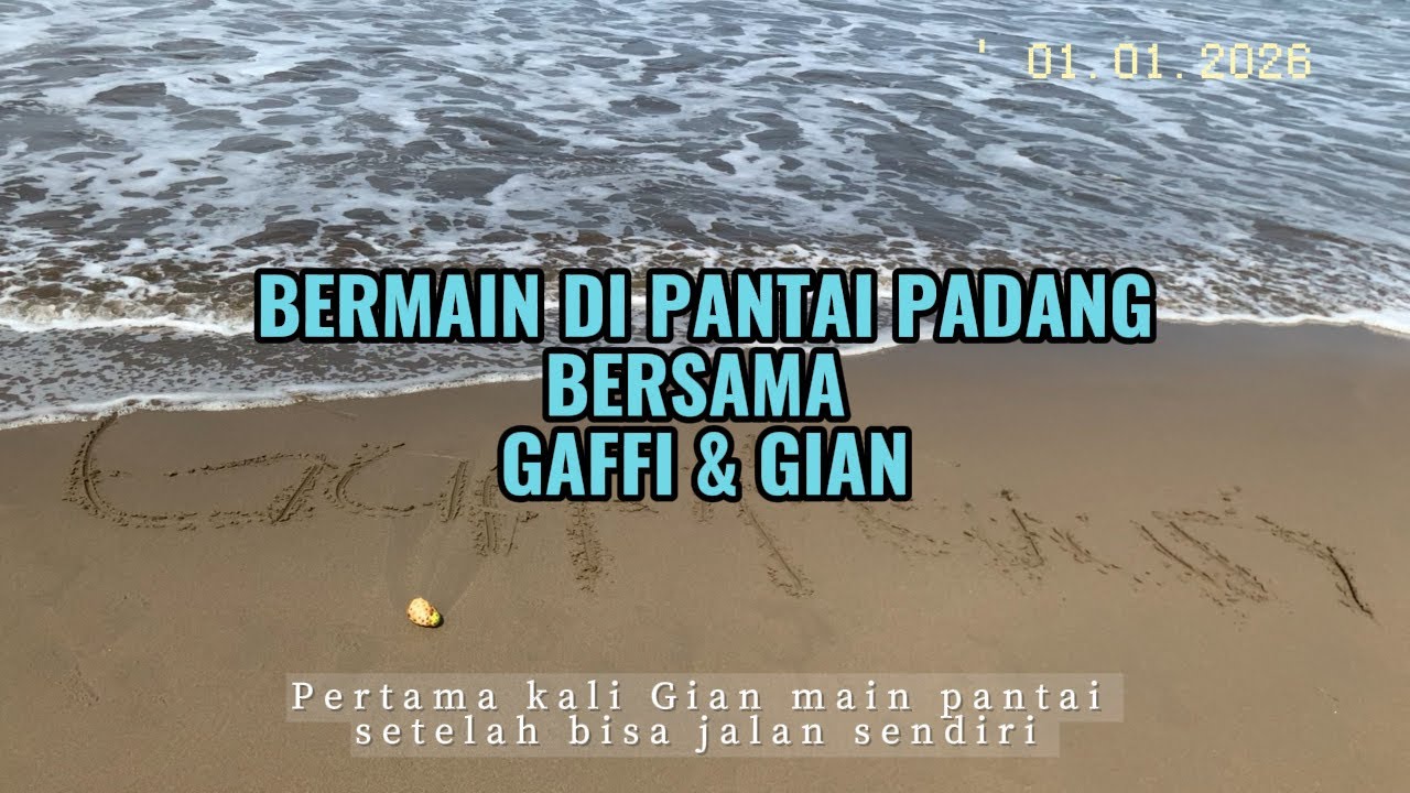 MAIN OMBAK DI PANTAI PADANG - Gian first time
