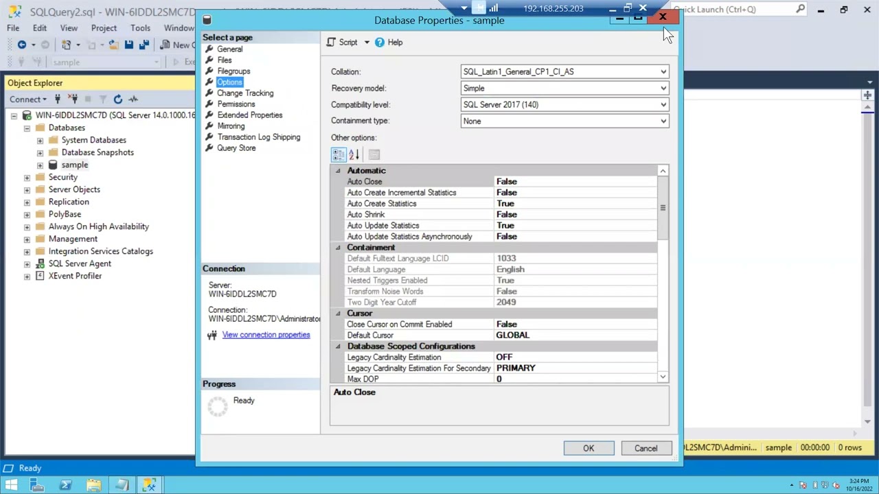 Changing recovery model of database in SQL Server
