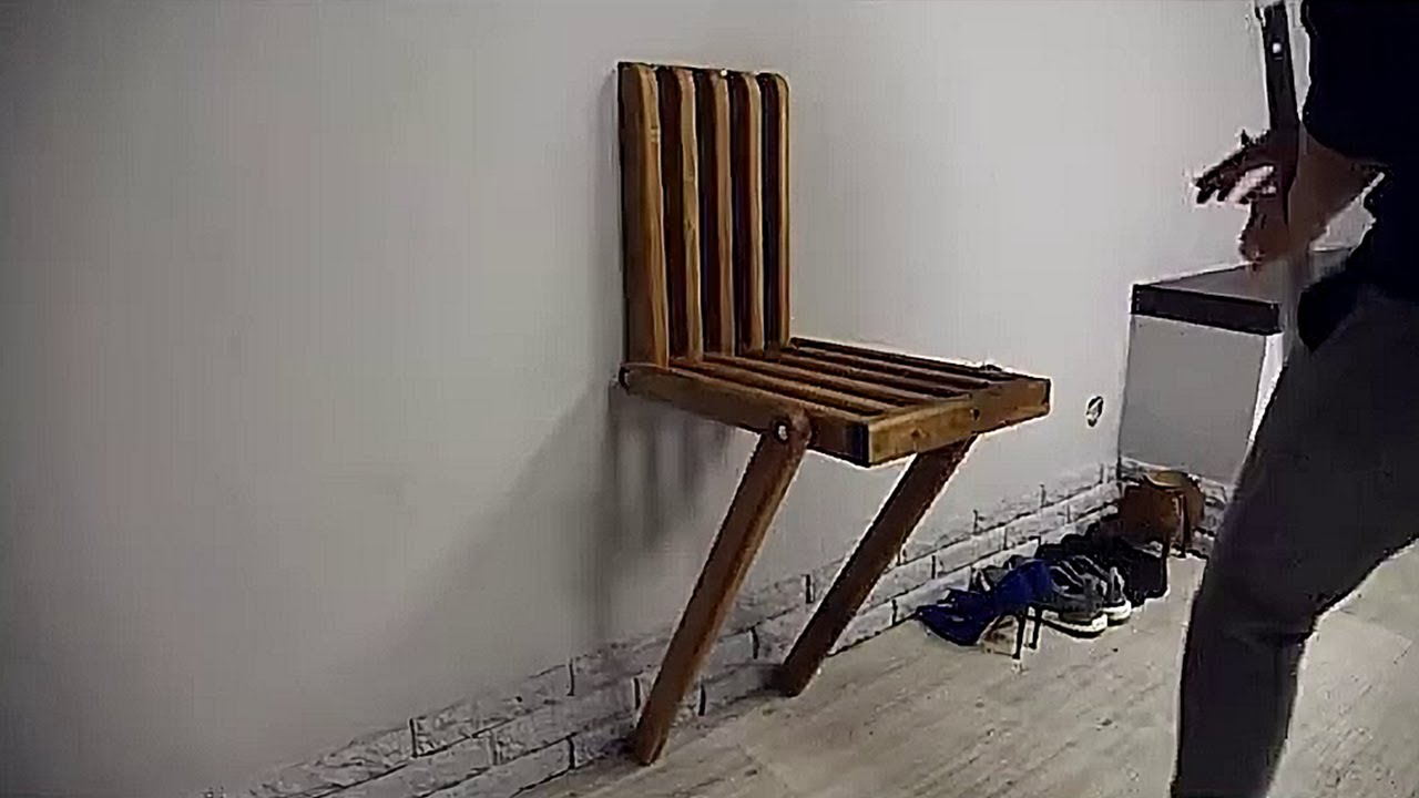 Wall-mounted chair made from wood