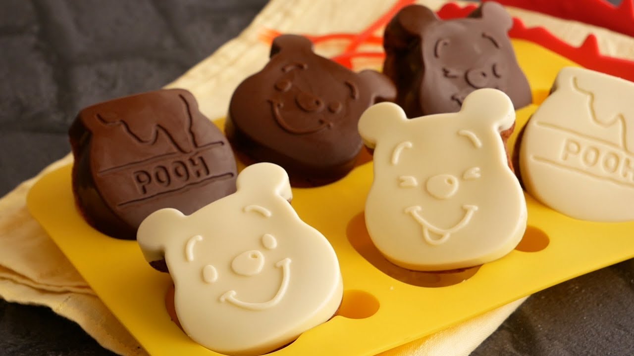ダイソーのシリコン型で作るぷっくり♡プーさんチョコケーキ | Pooh chocolate cake