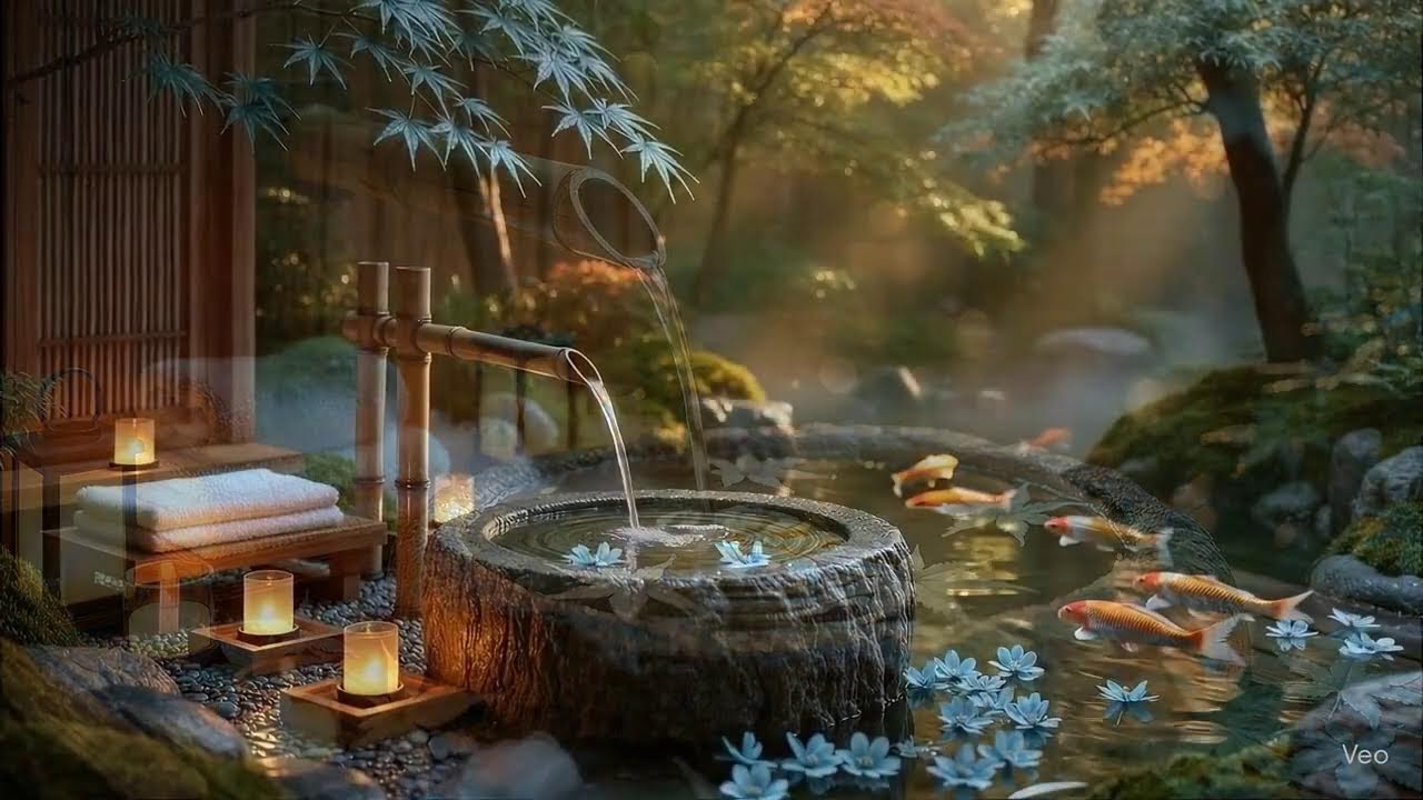 Calming Sleep Music || Soft Piano & Peaceful Bamboo Water Sounds for Restful Night