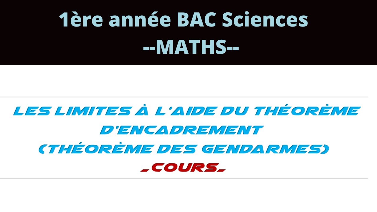 COMMENT ON CALCULE LES LIMITES PAR LE THÉORÈME D'ENCADREMENT (COURS)