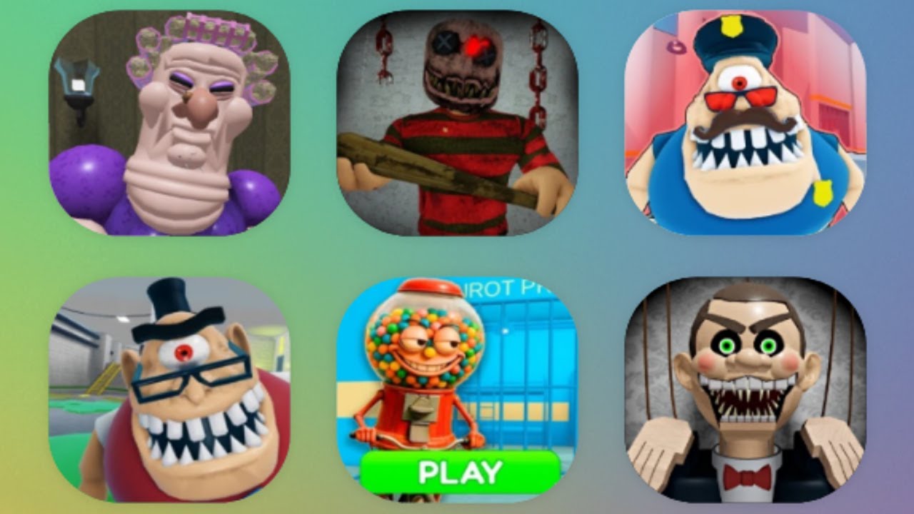Grumpy Granny, Escape Freddy's Mansion Obby, Mr Stinky's prison, Mr Stinky Arrst, Chicletera Bicicle