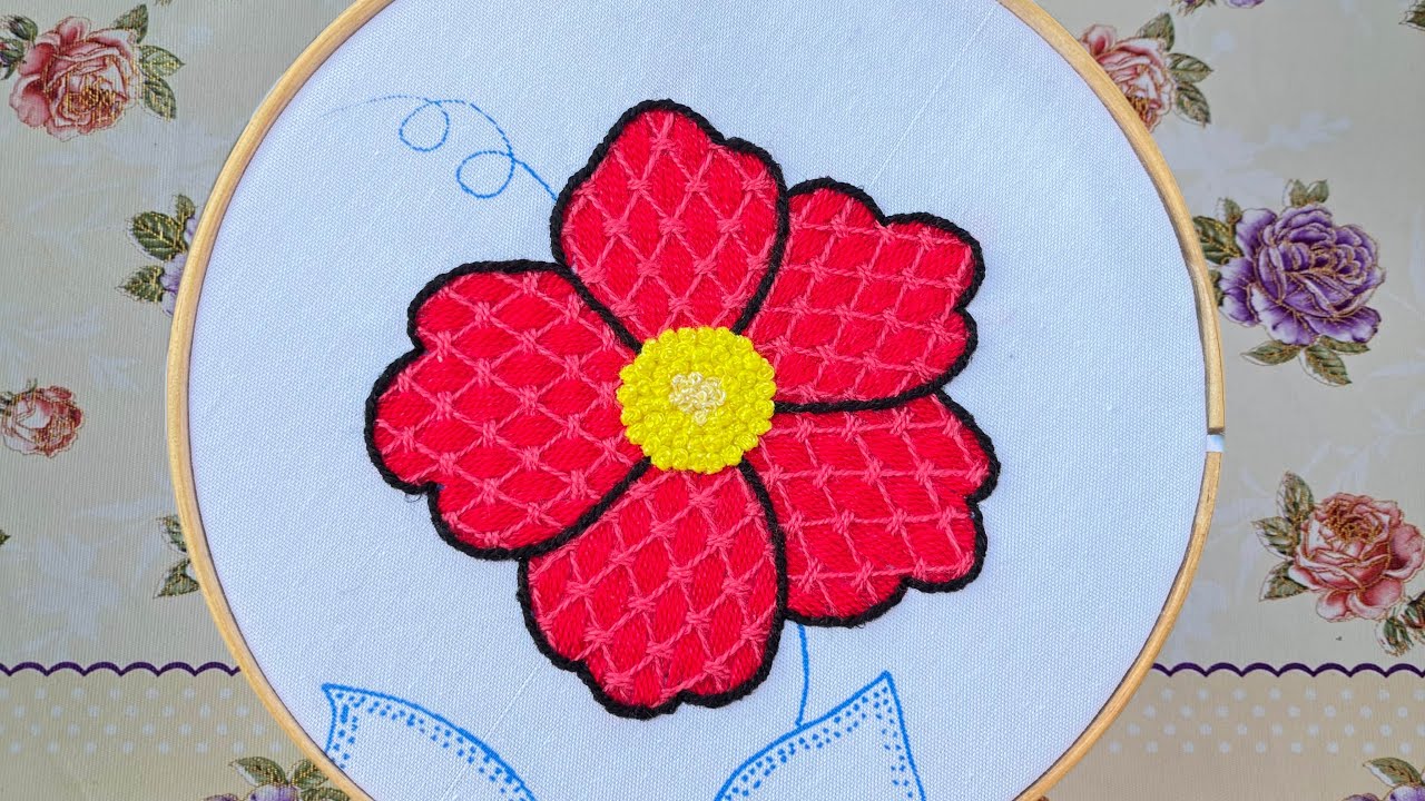 Como bordar una flor 🌺 puntadas fáciles💜
