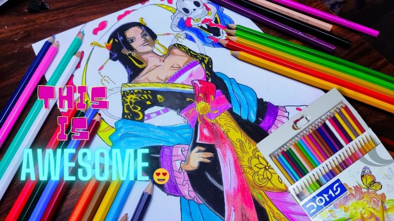 I made Painting with cheapest COLORED PENCIL (HINDI) |  #onepiece #youtube  #anime