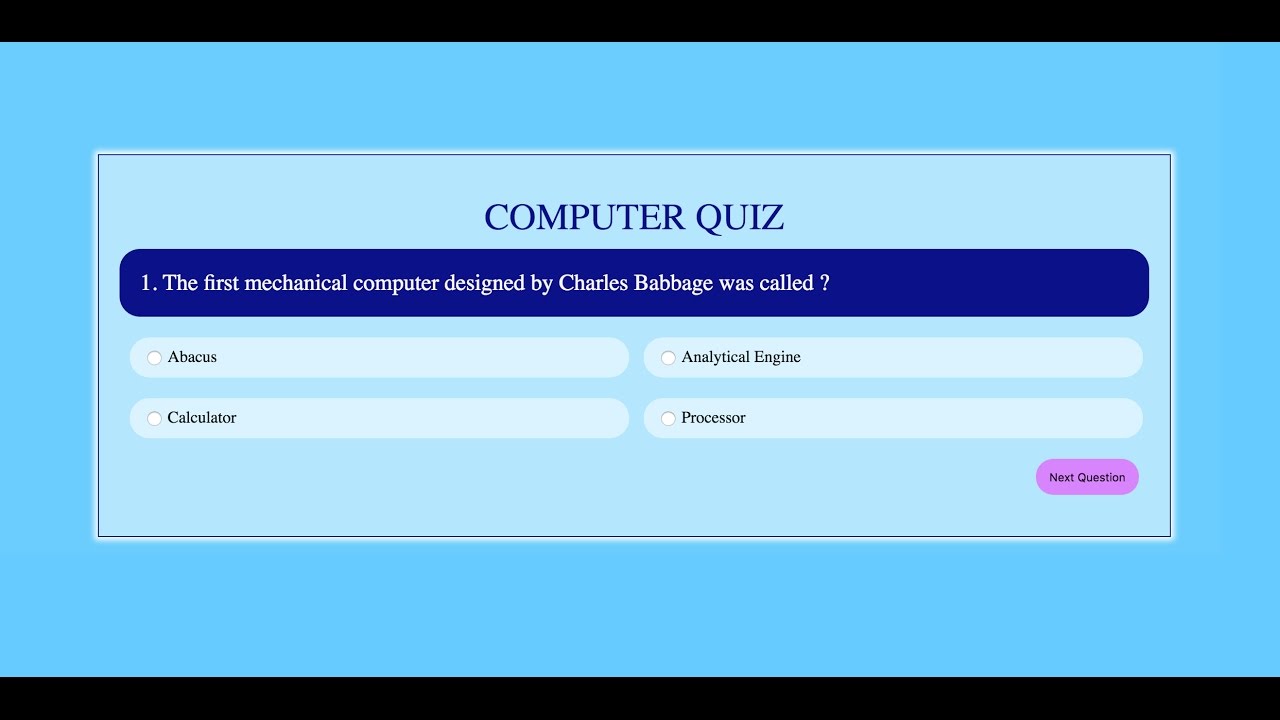 Quiz Application in JS - Part 1/2 | JavaScript Tutorials | Web Development Tutorials