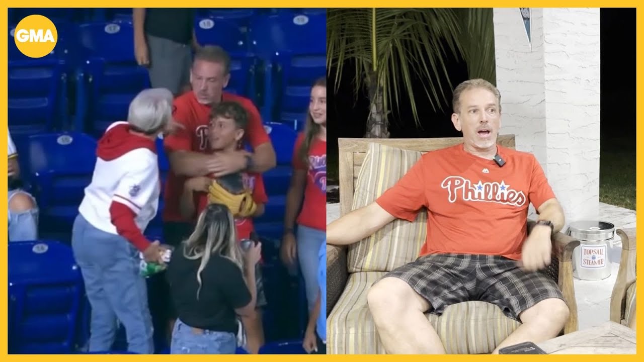 Dad who got ball for son says woman had 'inappropriate words'