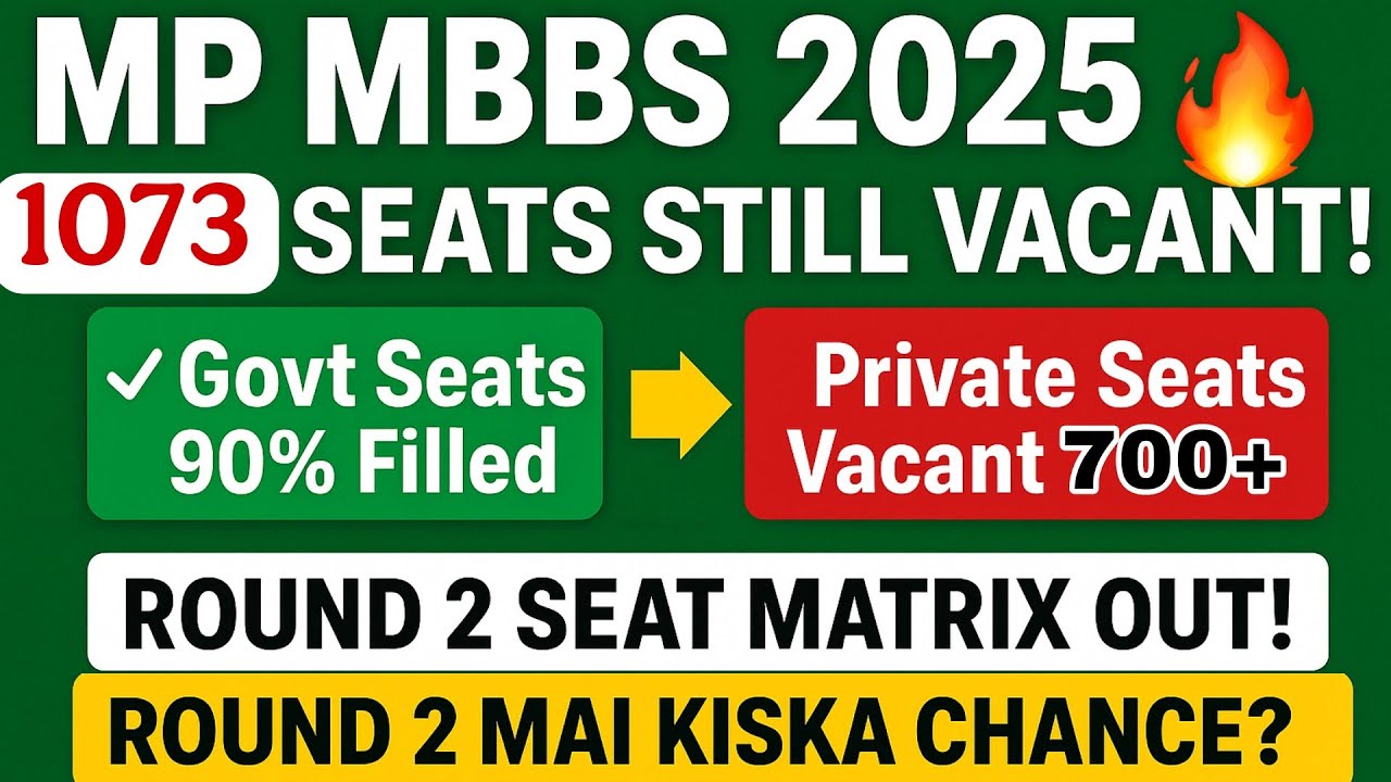 MP MBBS 2025 || ROUND 2 seat Remaining || Round 2 Seat Matrix Out! || MP NEET COUNCILING 2025 