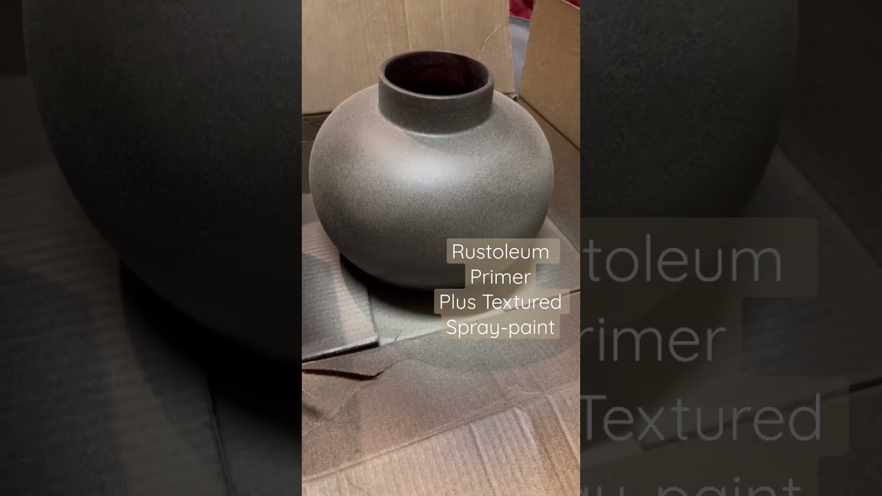 Thrifted Vase! Can&rsquo;t beat $5 for a designer store look.. primer & textured spraypaint Rustoleum