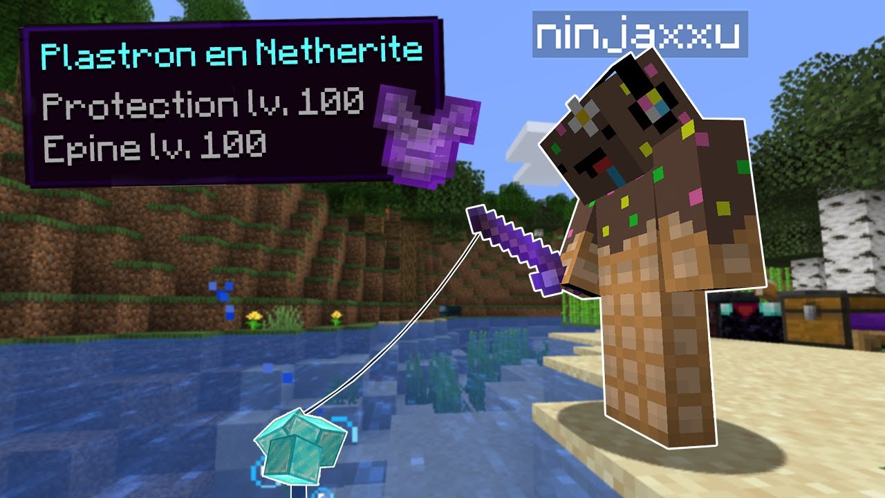 Minecraft mais p&ecirc;cher me drop du Stuff cheat&eacute;..