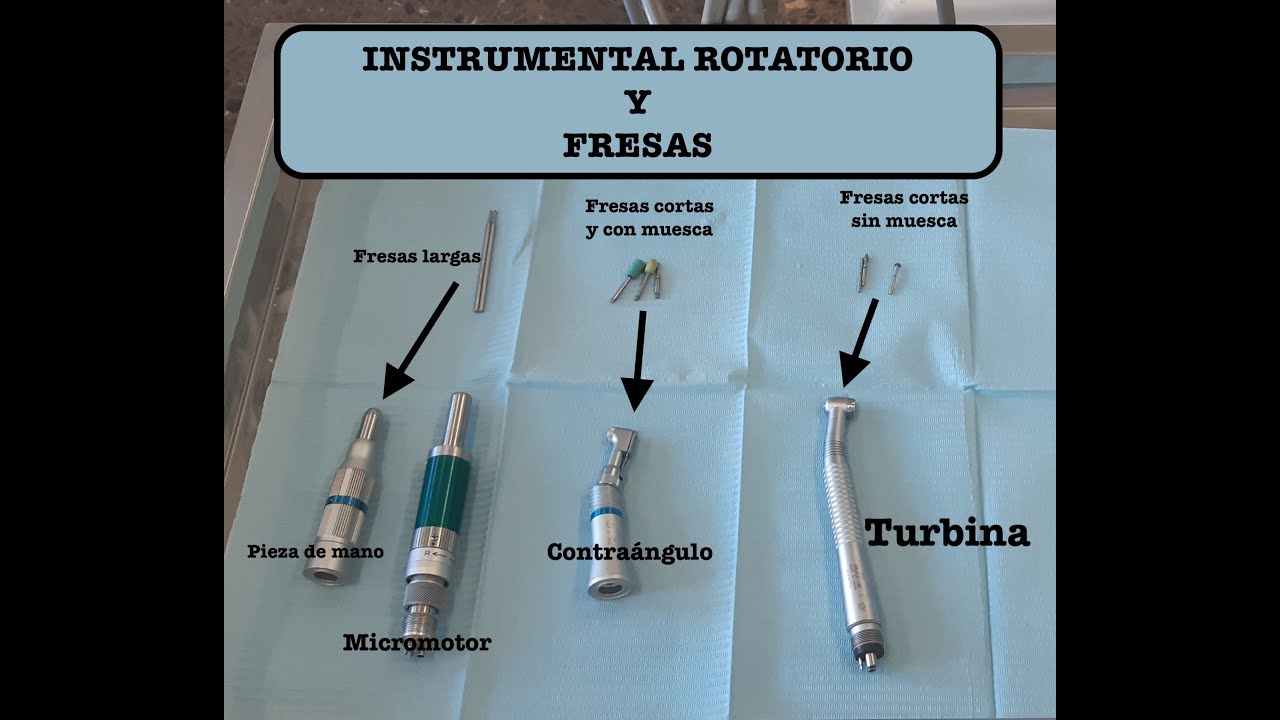 INSTRUMENTAL DENTAL ROTATORIO. Conexión a las mangueras del sillón dental y colocación de las fresas