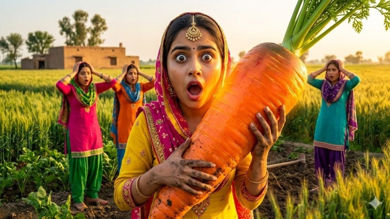 “जब खेत में मिली दुनिया की सबसे बड़ी गाजर 😱🥕 | Punjabi Girls Shocked”