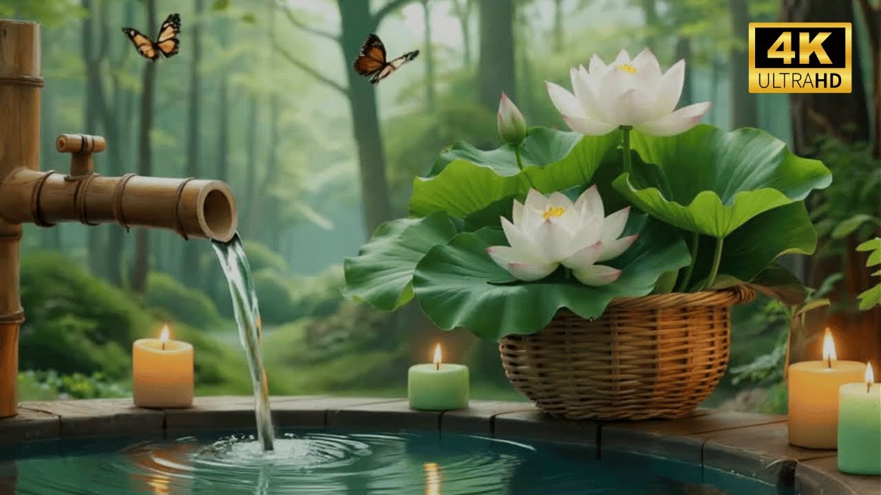 Bamboo Water Atmosphere with Slow Piano for Stress Relief
