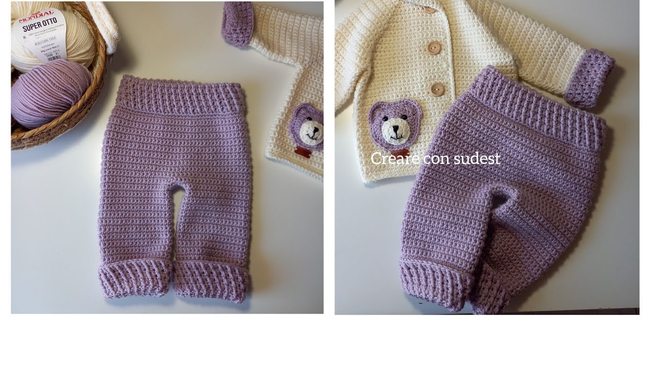 pantaloni allu'ncinetto / completo orso Yoghi/ neonati