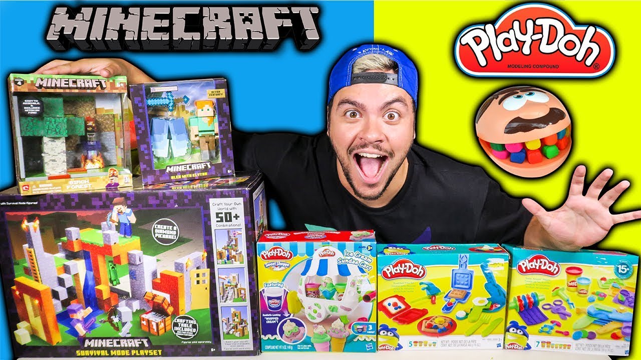 DESAFIOS COM MASSINHA PLAY DOH E CIDADE DE MINECRAFT