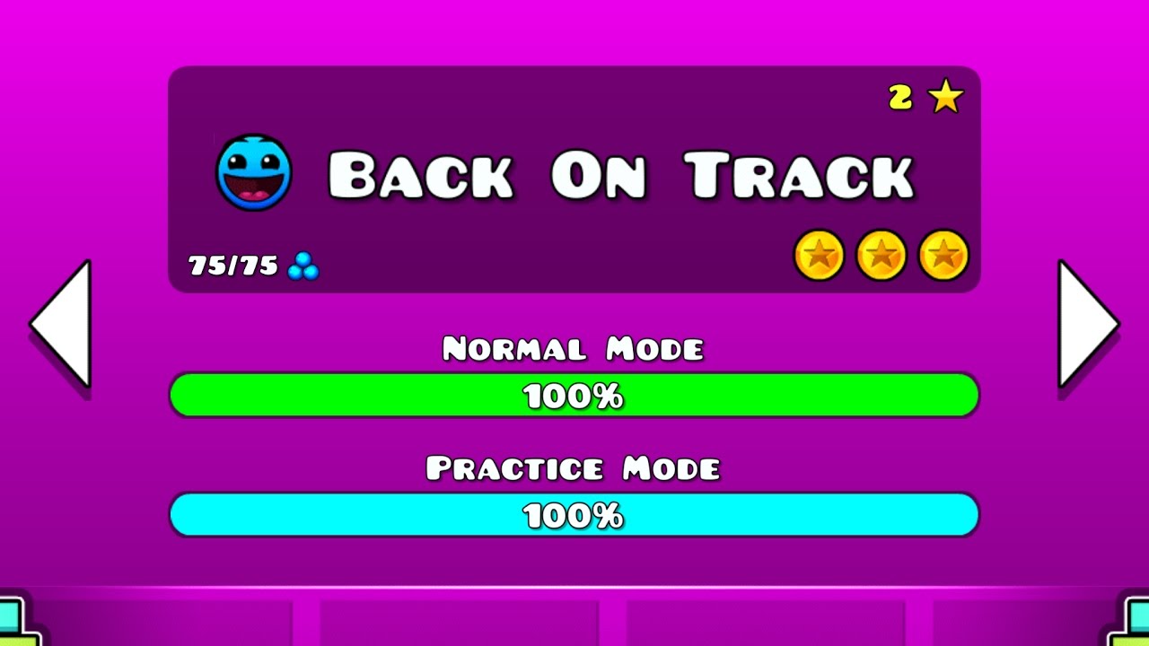 Geometry Dash Walkthrough - Level 2 (Back On Track) [ALL COINS]