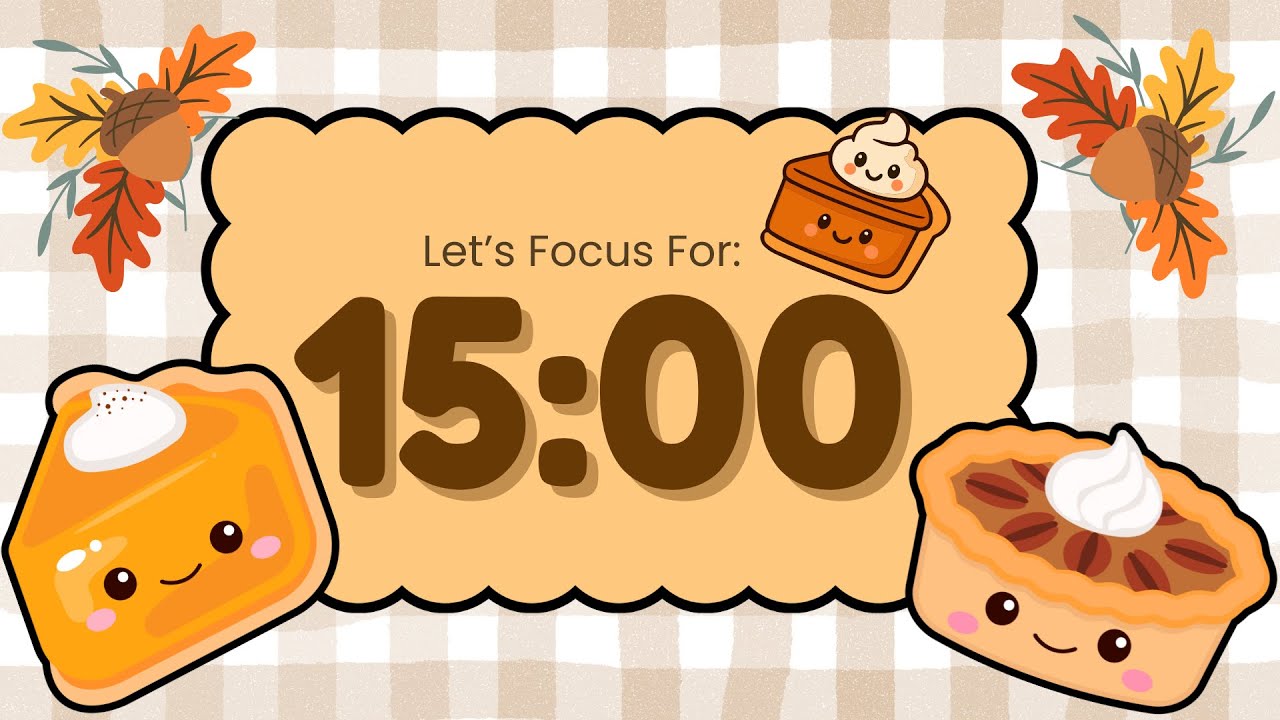 Cozy Pie Focus 🥧 |15 Minute Classroom Countdown Timer for Focus & Breaks