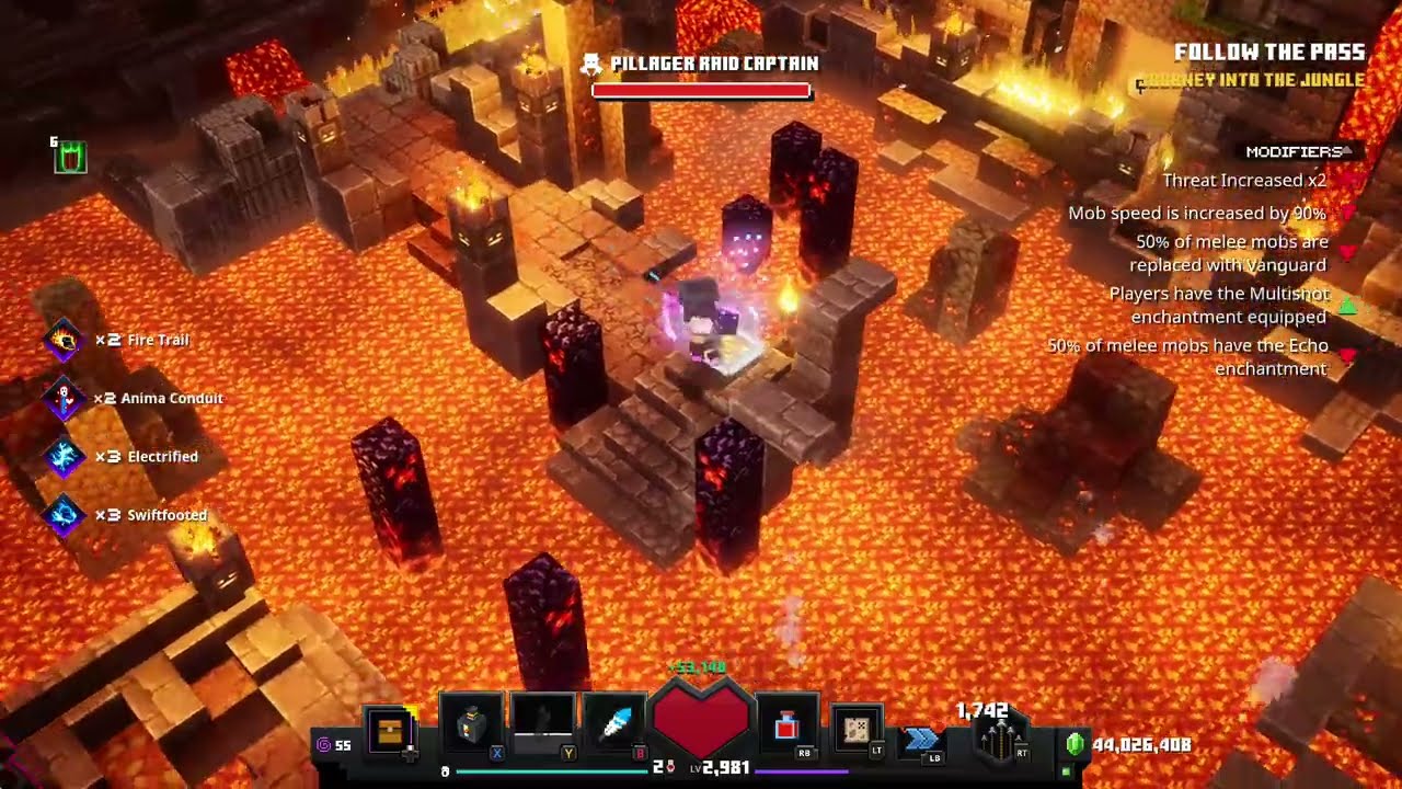 [Minecraft Dungeons] Halloween Lightning Roll Build T2, 6 Banner Trial