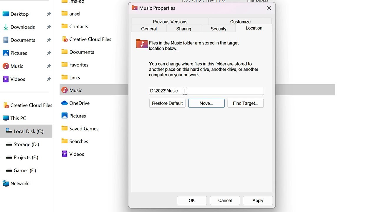How To Change The Default Location of User Folders in Windows 11