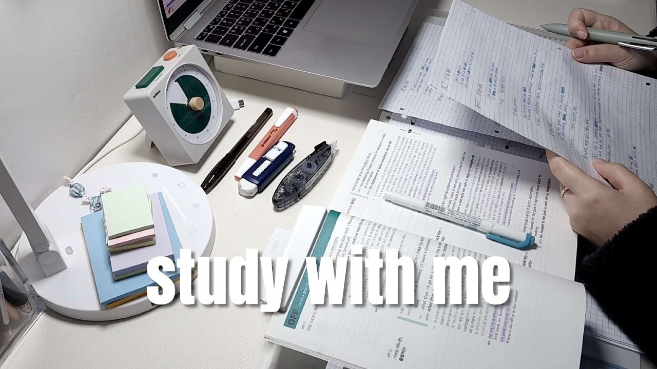 STUDY WITH ME | 2hr | 스터디윗미 | Background noise, no music, no break | pencil asmr, soft typing