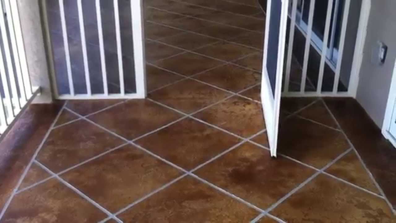 Decorative Concrete Condo Deck Osage Beach MO Acid Stained Faux Tile Flooring Lake Ozark MO