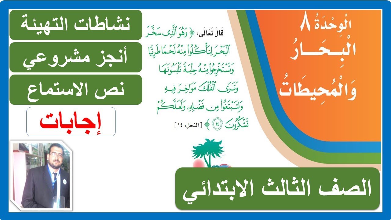 مدخل الوحدة الثامنة البحار والمحيطات الصف الثالث الابتدائي لغتي