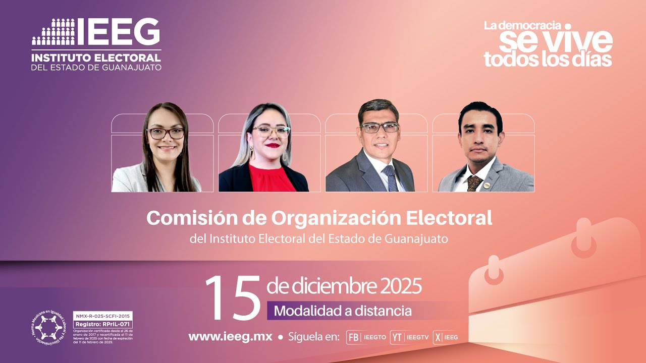 Sesión ordinaria de la Comisión de Organización Electoral del #IEEG 15 Diciembre 2025.