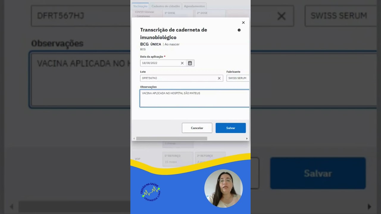 Registrar BCG e Hepatite B como transcrição?