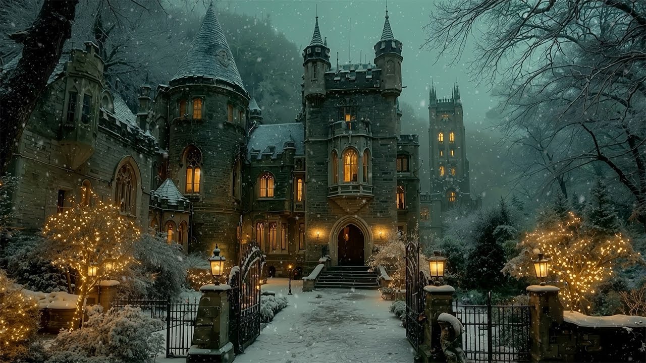 Enchanted Victorian Castle on a Snowy Night | Dark Academia Music | Relaxing Piano & Violin