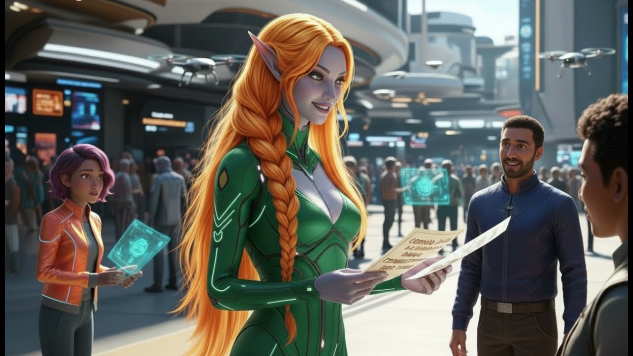 A Man Stands Watching as an Alien Woman Hands Out Leaflets—and the Crowd Refuses to Take Them