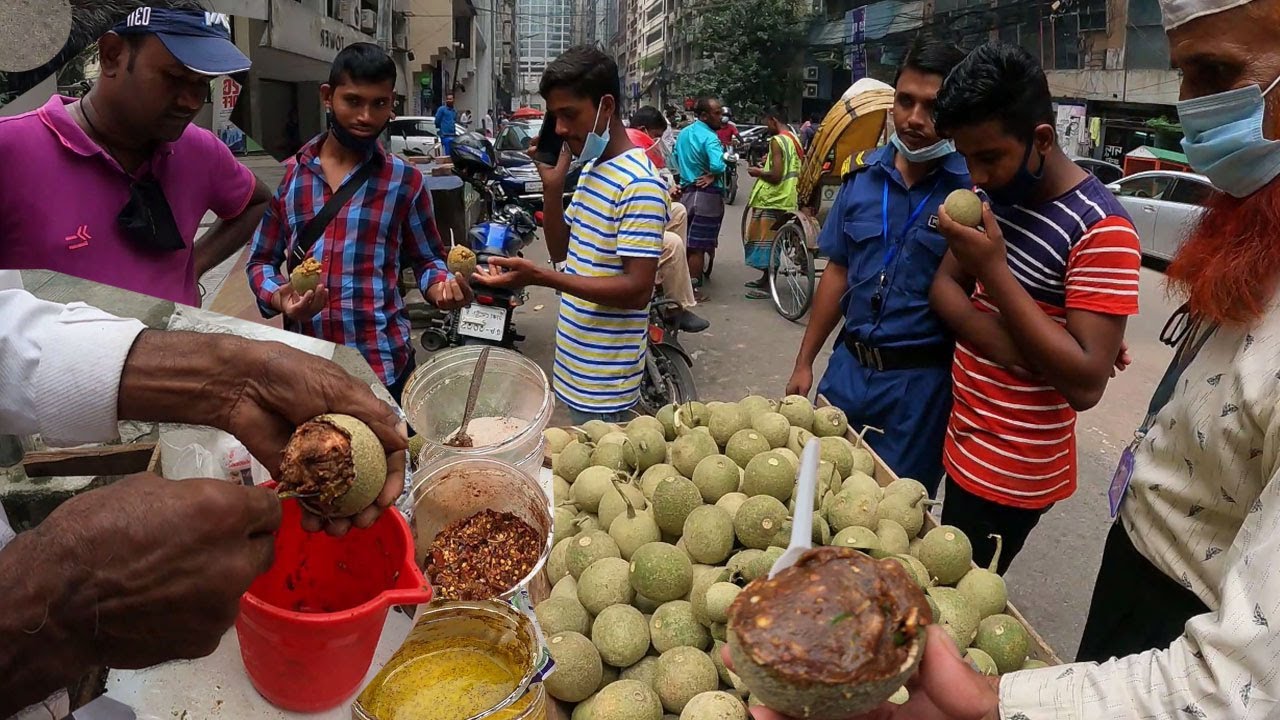 This Old Man Sells Extremely Tastiest Masala Bel Wood Apple! Extreme Making Skills! #BdFoodDhaka