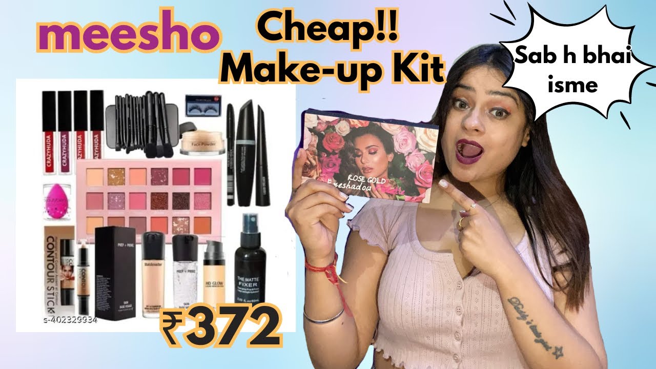 AFFORDABLE makeup kit from MEESHO only ₹372/- | Try on and review 🫶🙈 #video #makeup #meesho #youtube