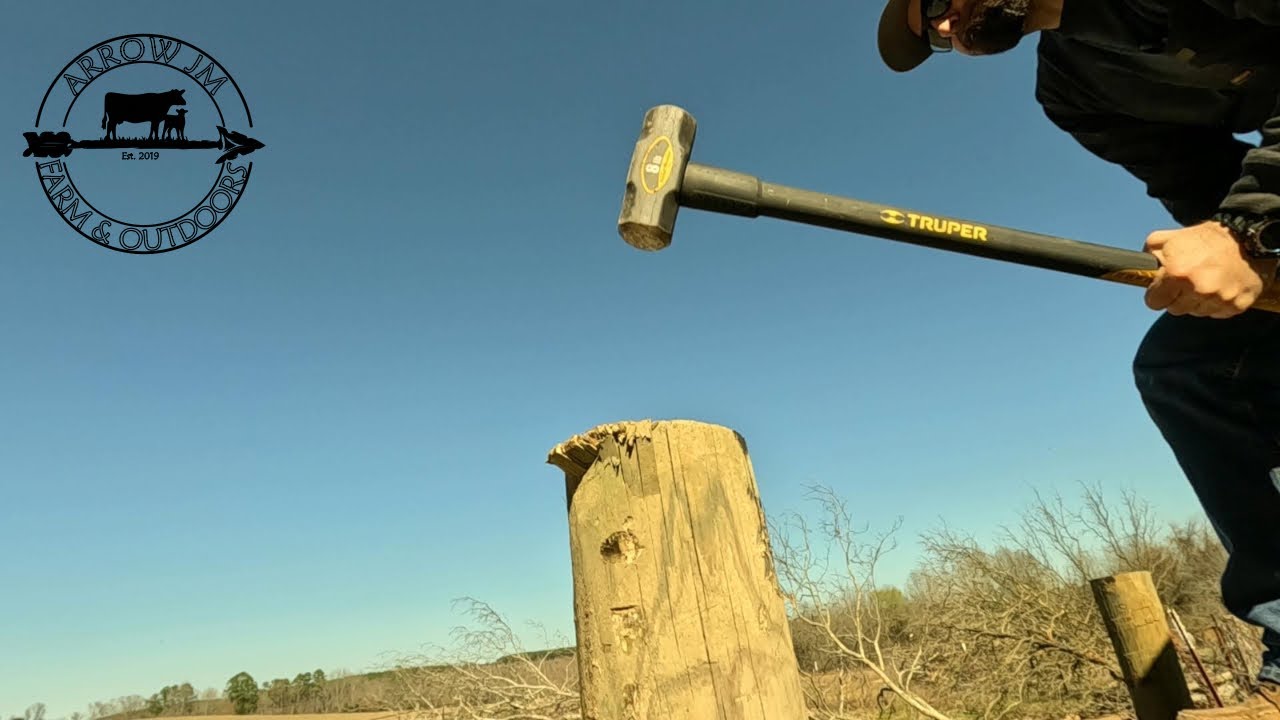 Using the Danuser Hammer and Tractor to Drive HUGE Fence Posts!