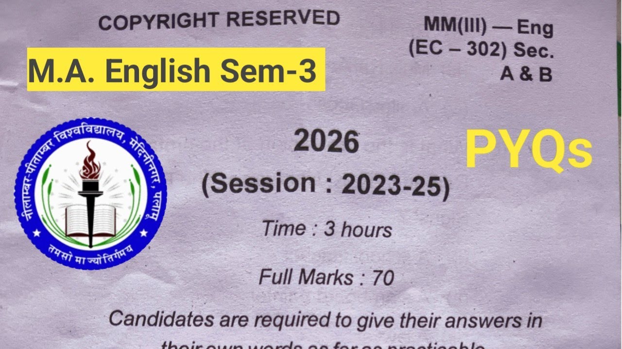 M A. English Sem-3 EC-302 Selection A&B || 