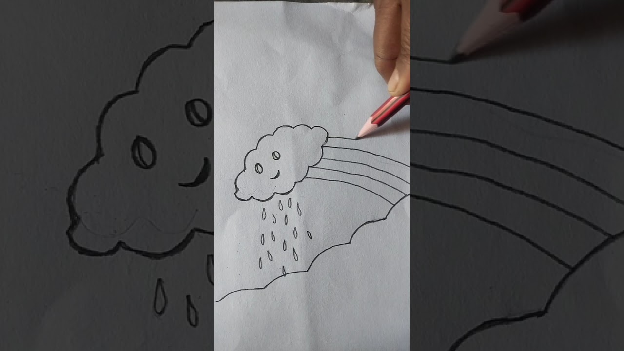 How to draw rainy ⛈️ rainbow🌈 sun 🌞 l weather tutorial for kids drawing colour with pencil#ytvideos 