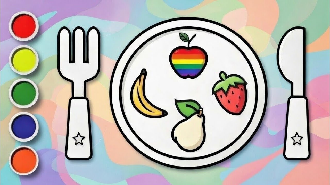 20 минут простого рисования фруктовой тарелки и вкусных фруктов для детей! 🍎🍌🍇 | Подборка для отд...