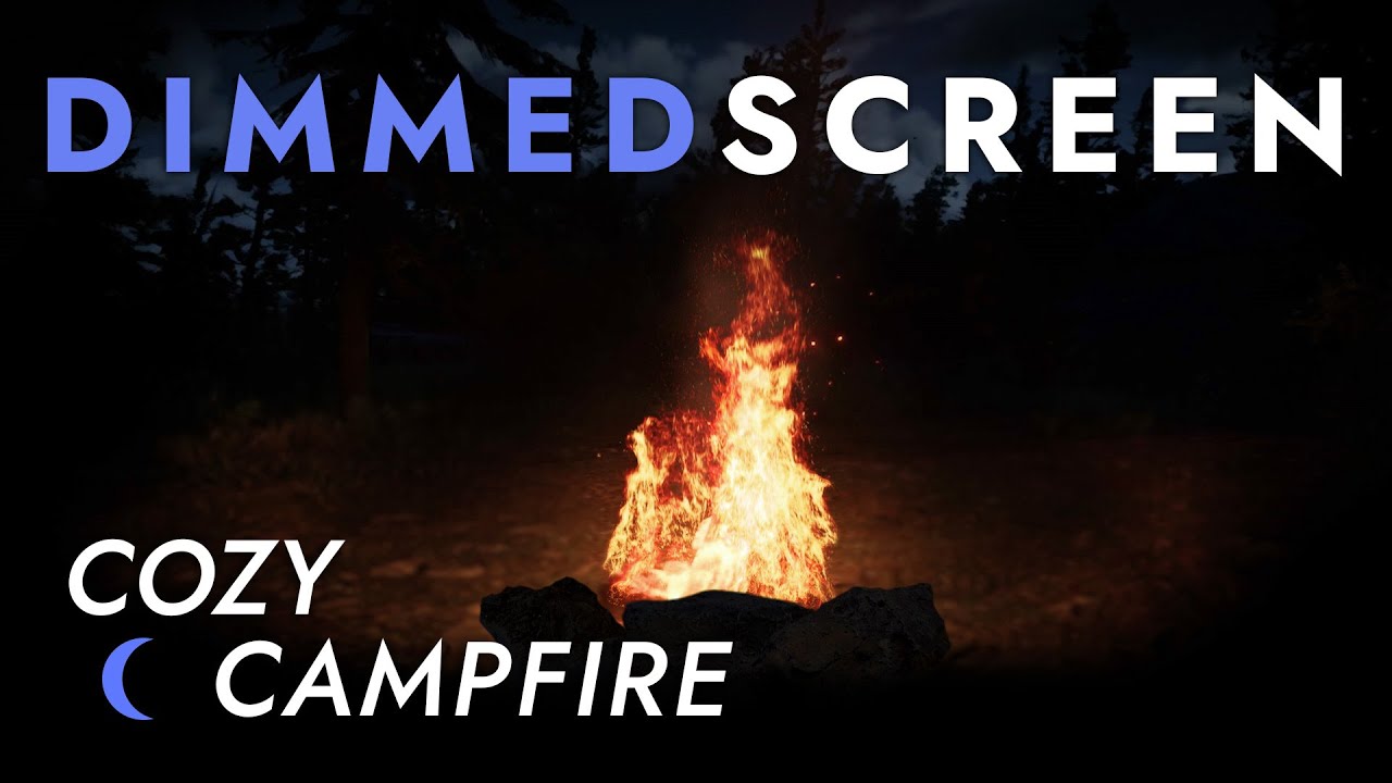 Campfire Sounds at Night - Dimmed Screen | Cozy Fireplace and Crackling Fire Sounds for Sleeping